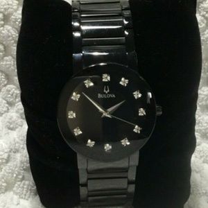 Bulova 98D001 Diamond Accented Black Watch